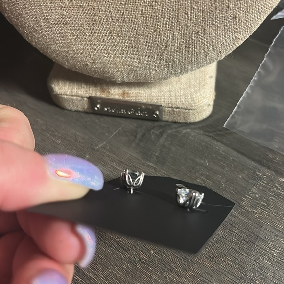 Elegant CZ Silver Stud Earrings - Picture 2 of 3